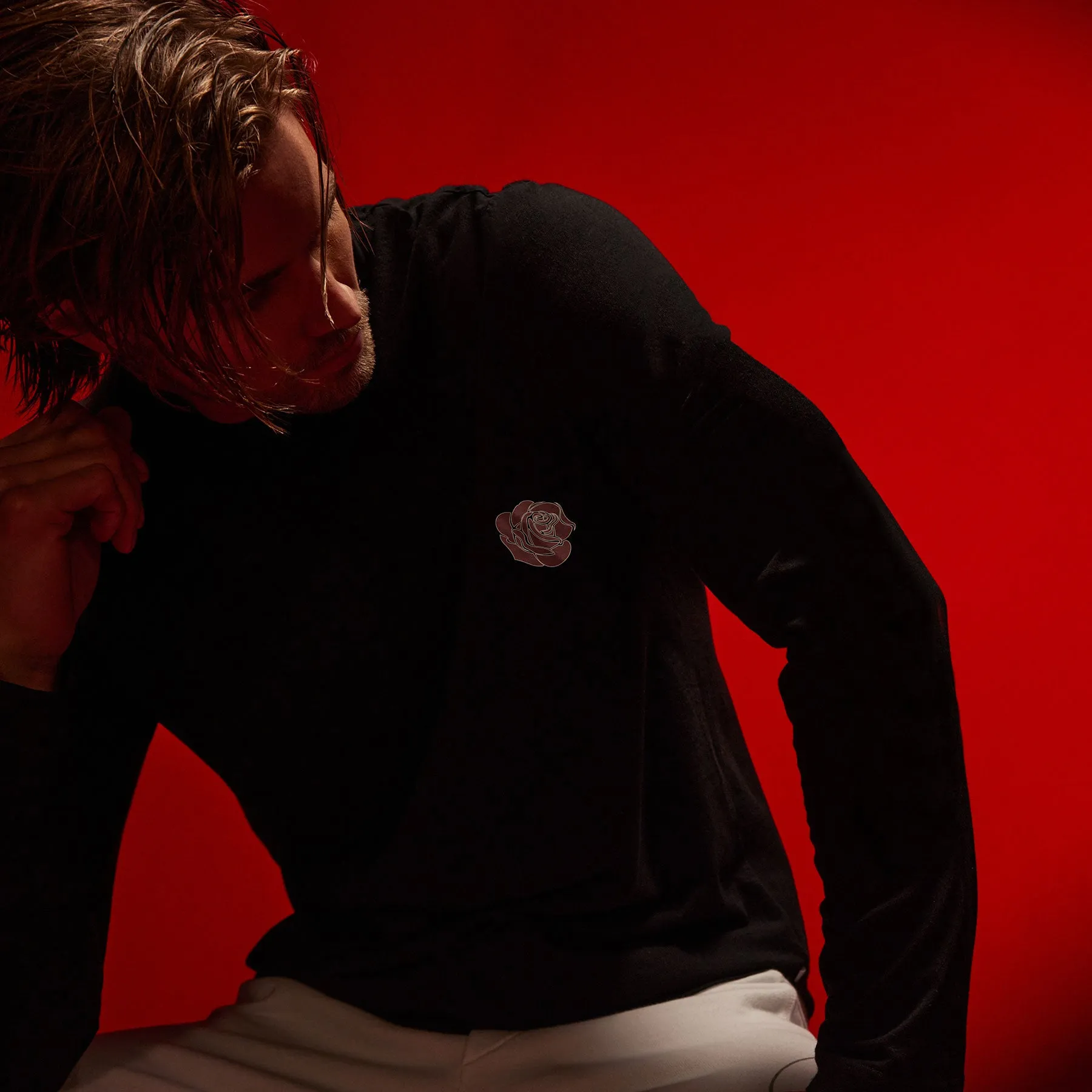 Grateful Dead Rose Long Sleeve Crew - Black W/ Red sold by James Perse product image thumbnail 3