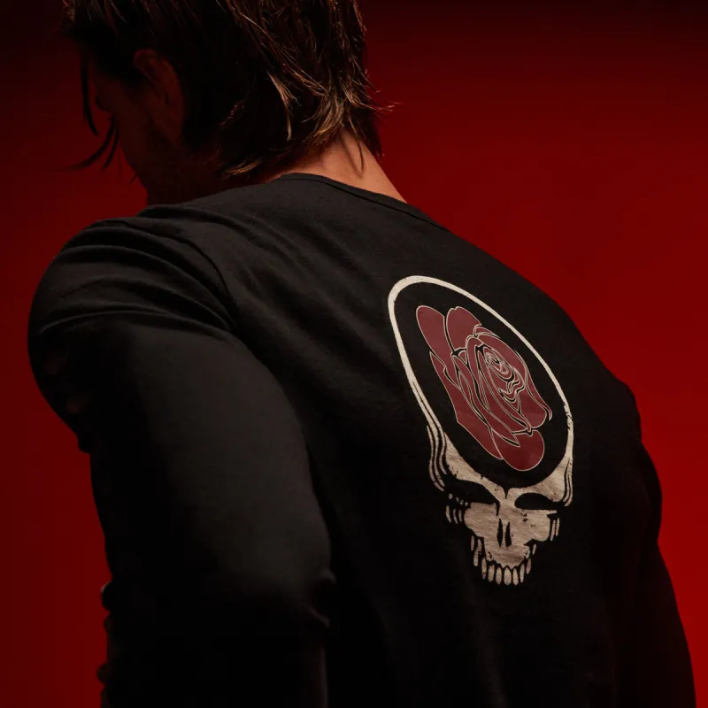 Grateful Dead Rose Long Sleeve Crew - Black W/ Red sold by James Perse