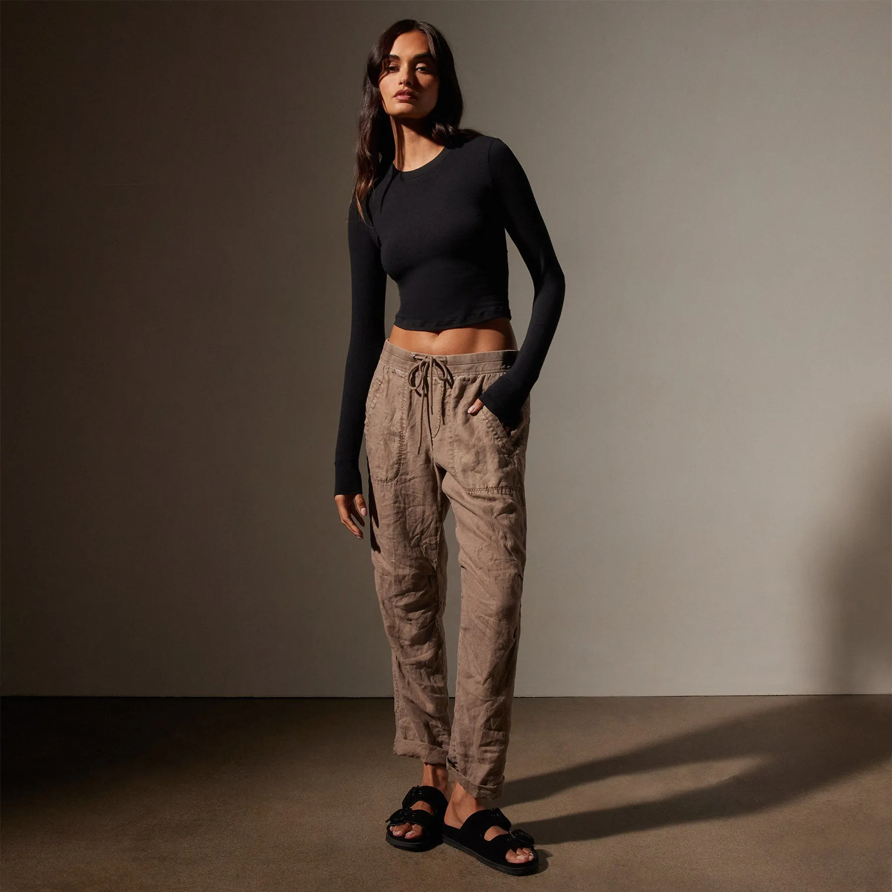 Long Sleeve Cropped Tee - Black sold by James Perse product image thumbnail 2