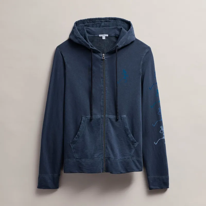 Men's Grateful Dead Dancing Skeleton Full Zip Hoodie - Deep Pigment sold by James Perse