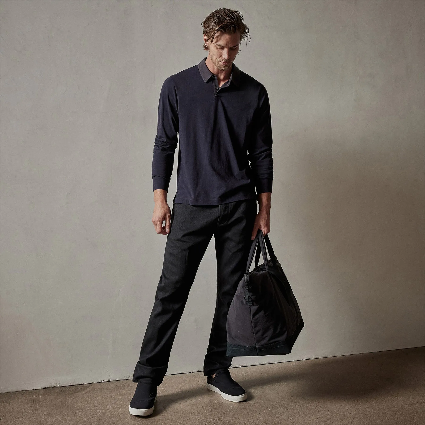 Clean Finish Jersey Contrast Polo - French Navy/Magma sold by James Perse