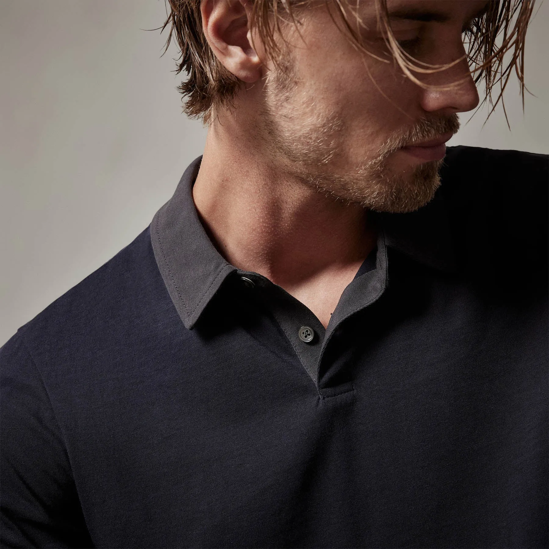 Clean Finish Jersey Contrast Polo - French Navy/Magma sold by James Perse product image thumbnail 2