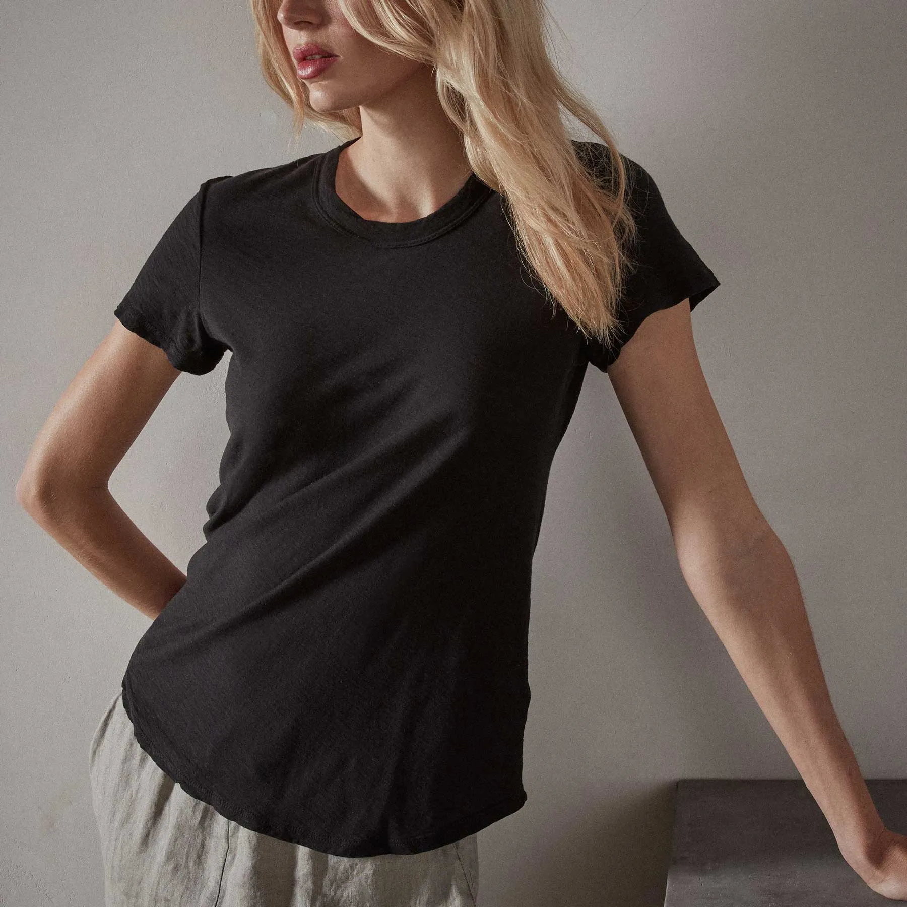 Sheer Slub Crew Neck Tee - Black sold by James Perse product image thumbnail 2
