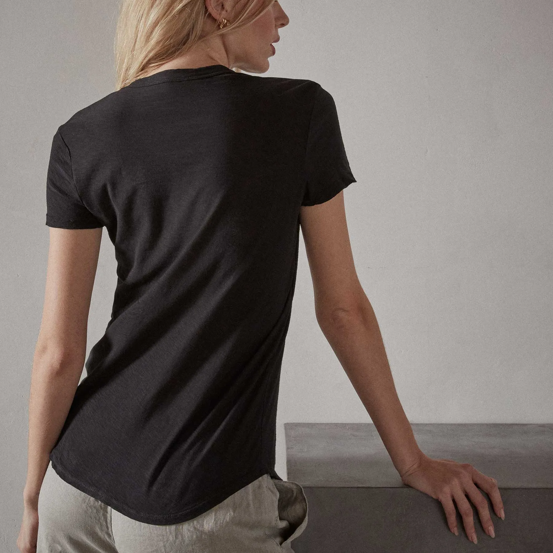 Sheer Slub Crew Neck Tee - Black sold by James Perse product image thumbnail 4