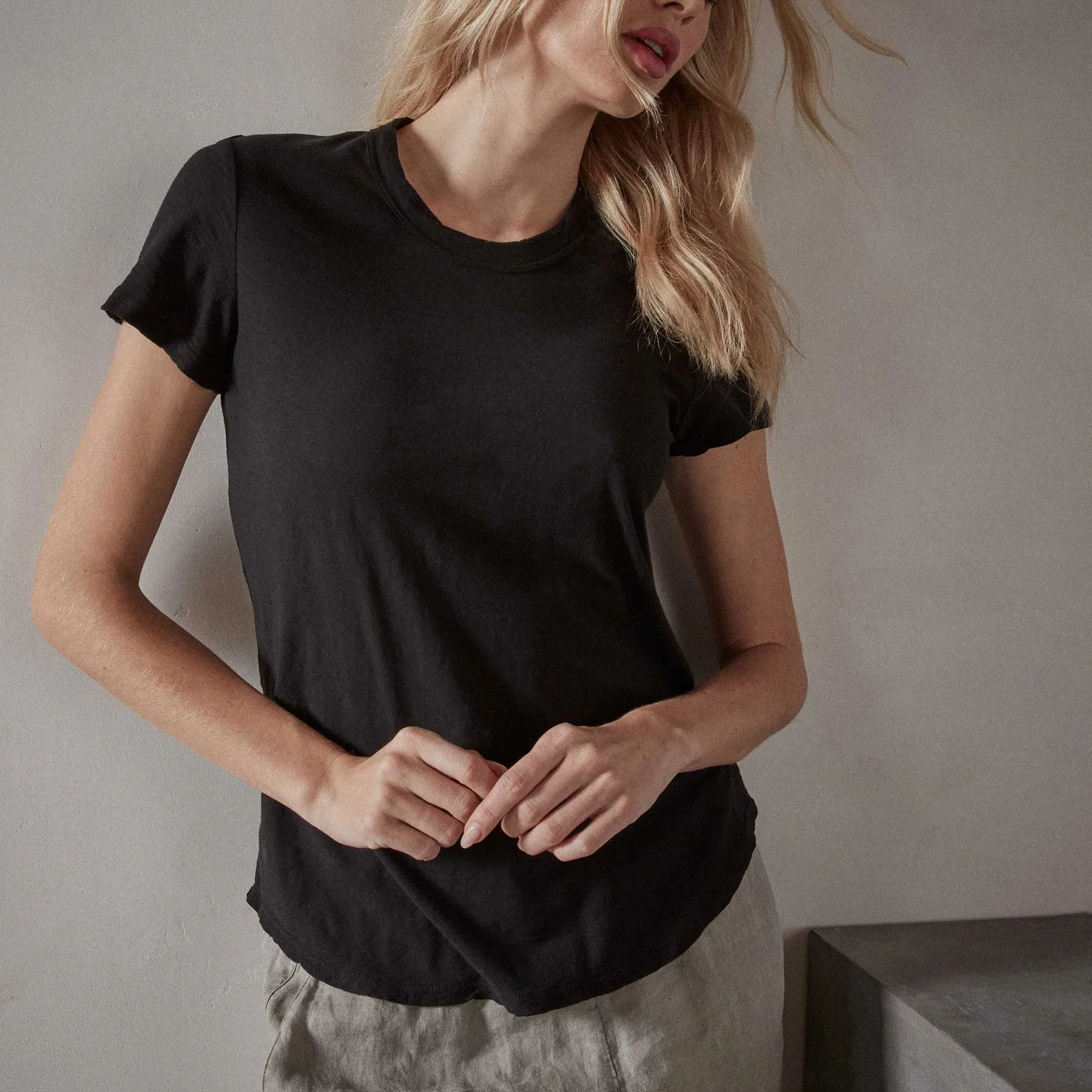 Sheer Slub Crew Neck Tee - Black sold by James Perse