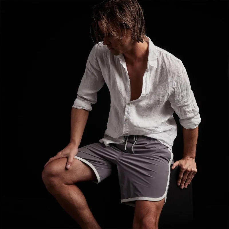 Curved Hem Board Short - Dusk/Shell sold by James Perse