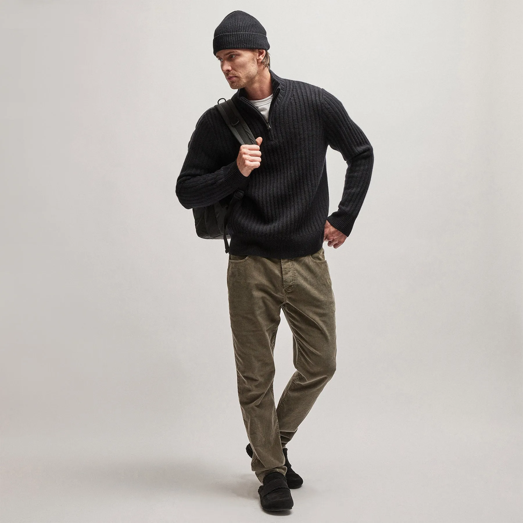 Cashmere Rib Half Zip Sweater - Black sold by James Perse product image thumbnail 2