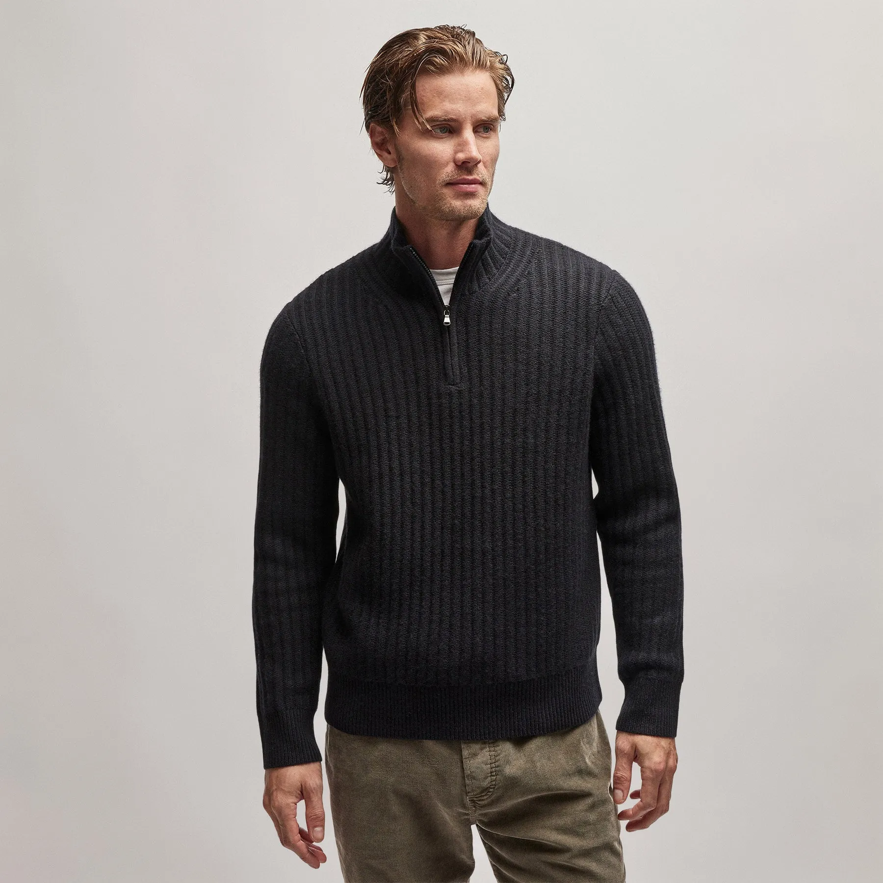 Cashmere Rib Half Zip Sweater - Black sold by James Perse product image thumbnail 3