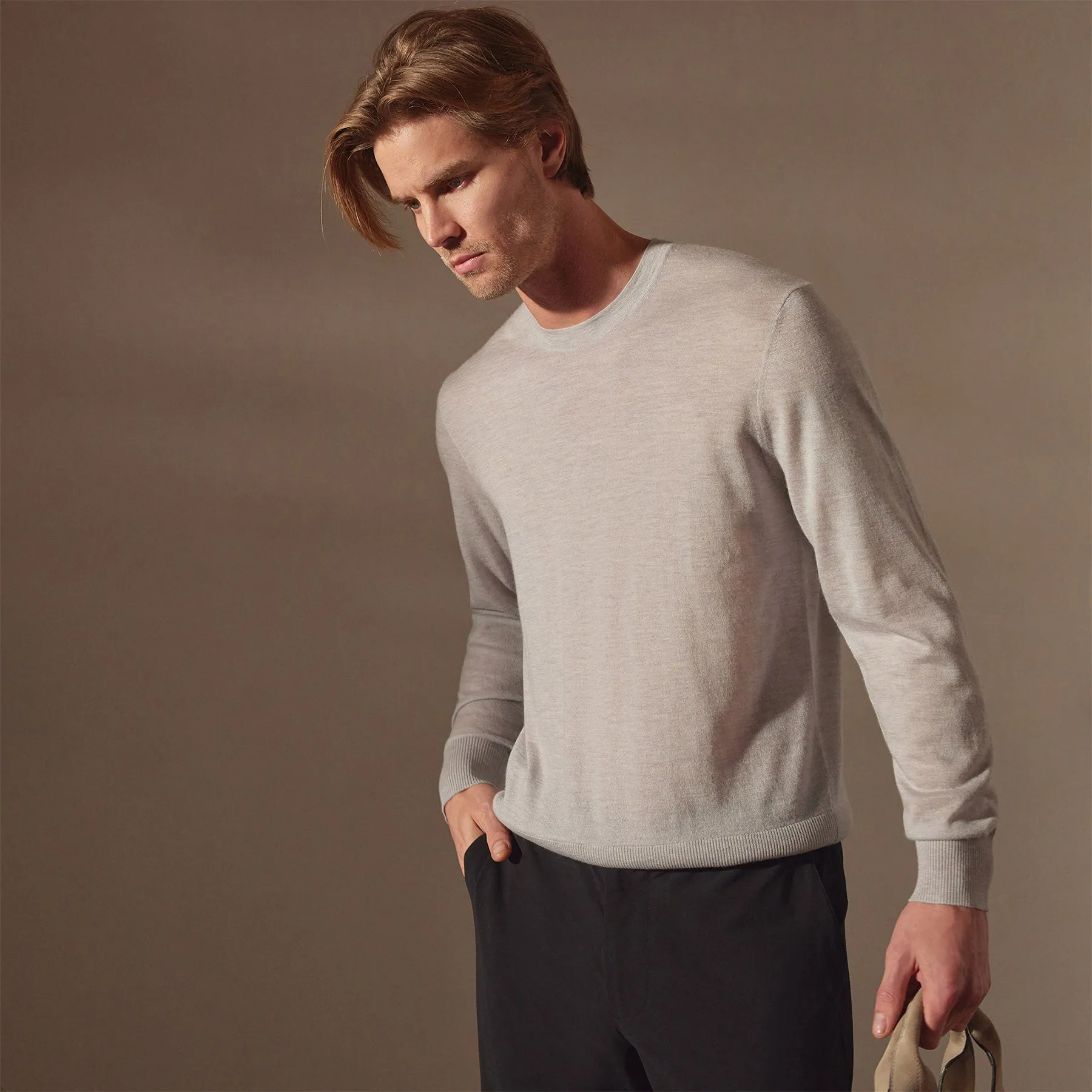 Lightweight Fine Gauge Cashmere Crew - Stone sold by James Perse product image thumbnail 2
