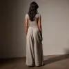 Lightweight Matte Sateen Wide Leg Pant - Mineral sold by James Perse