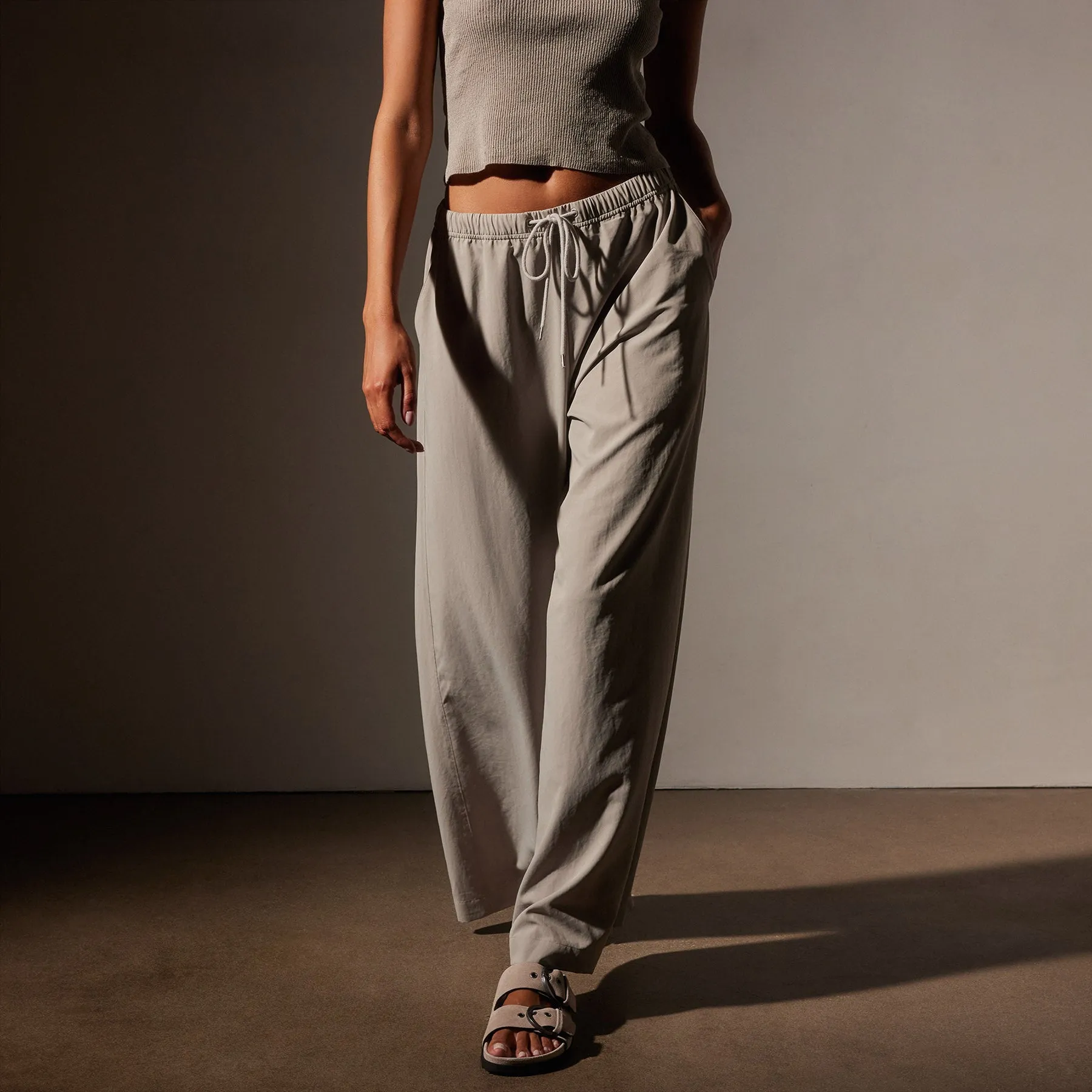 Lightweight Matte Sateen Wide Leg Pant - Mineral sold by James Perse product image thumbnail 2