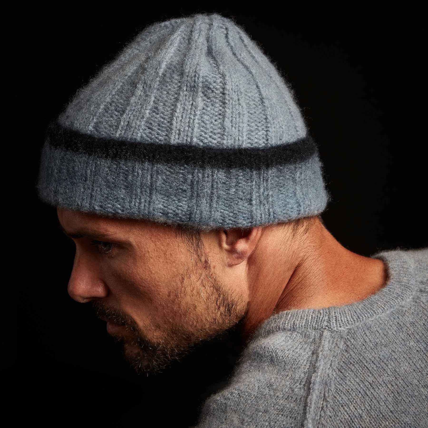 Dip Dye Cashmere Beanie - Dusty Sky/Navy sold by James Perse product image thumbnail 4