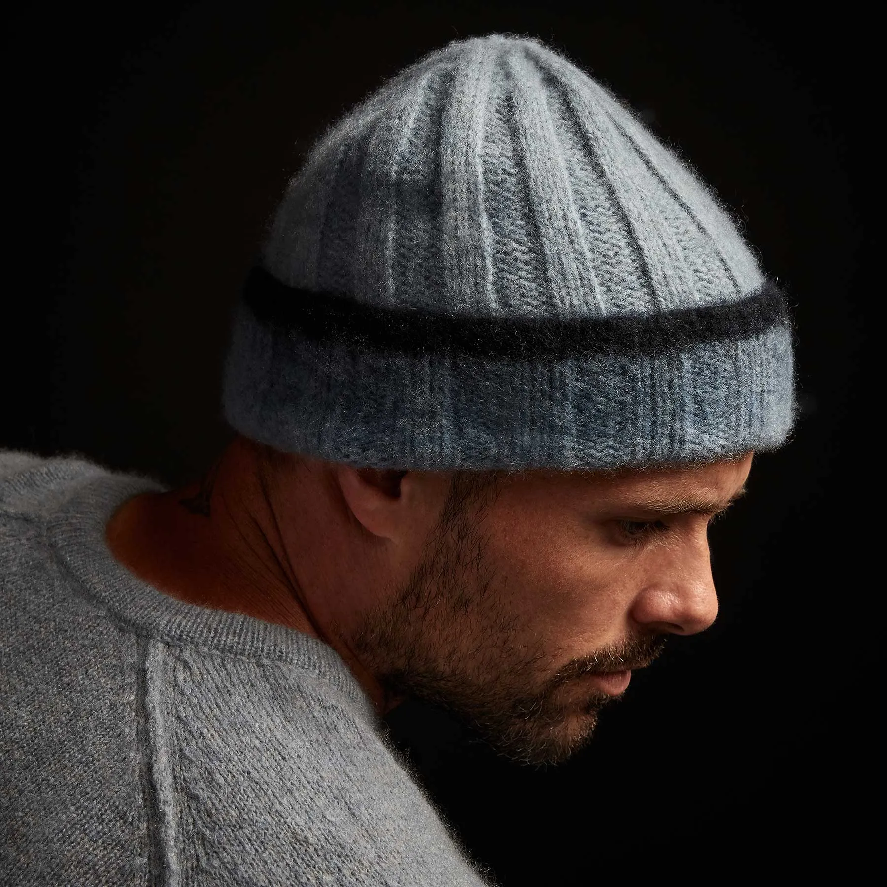 Dip Dye Cashmere Beanie - Dusty Sky/Navy sold by James Perse product image thumbnail 3