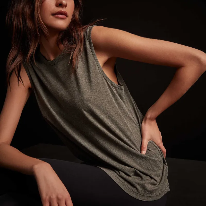 Melange Jersey Muscle Tank - Evergreen sold by James Perse