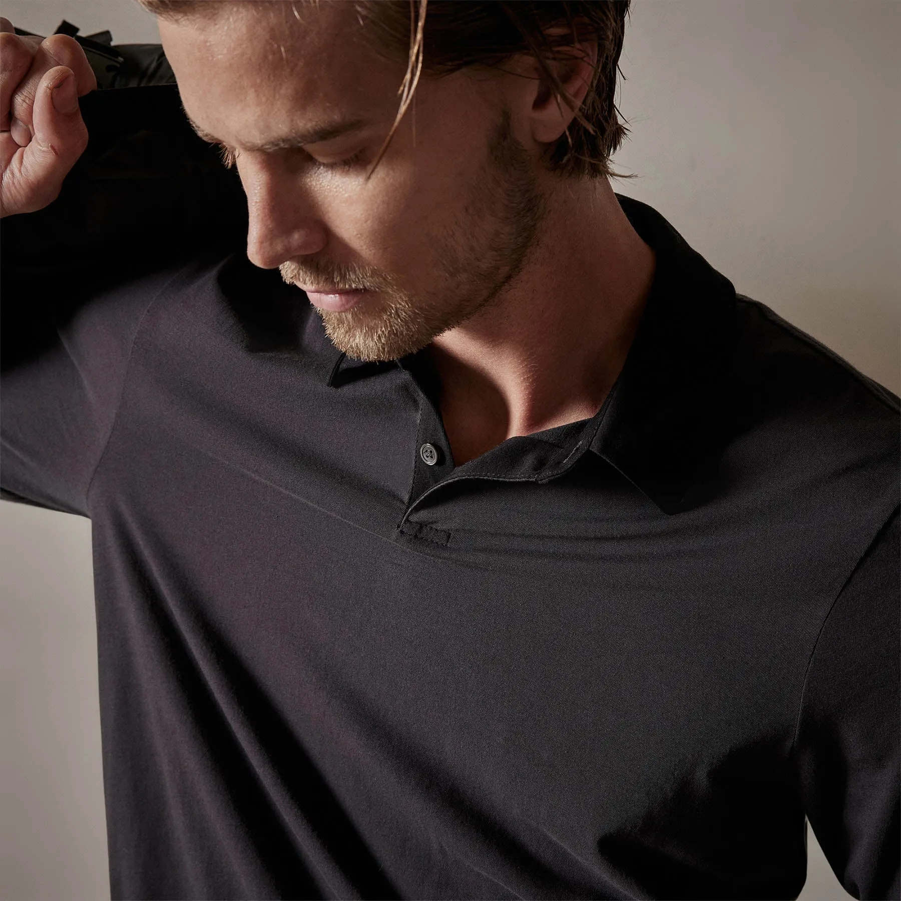 Clean Finish Jersey Contrast Polo - Magma/Black sold by James Perse product image thumbnail 3