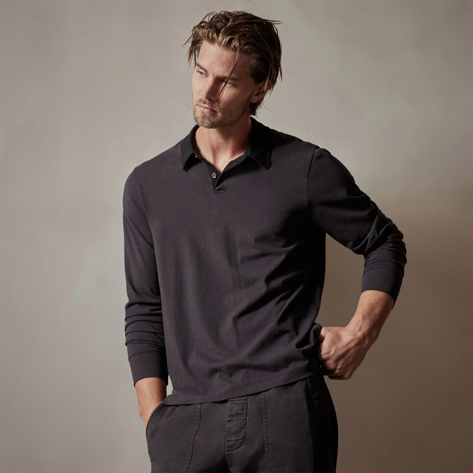 Clean Finish Jersey Contrast Polo - Magma/Black sold by James Perse product image thumbnail 4