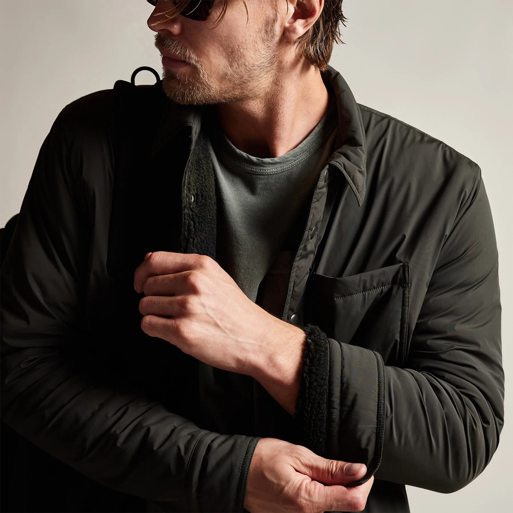 Plaid Lined Performance Jacket - Olive/Olive sold by James Perse product image thumbnail 4