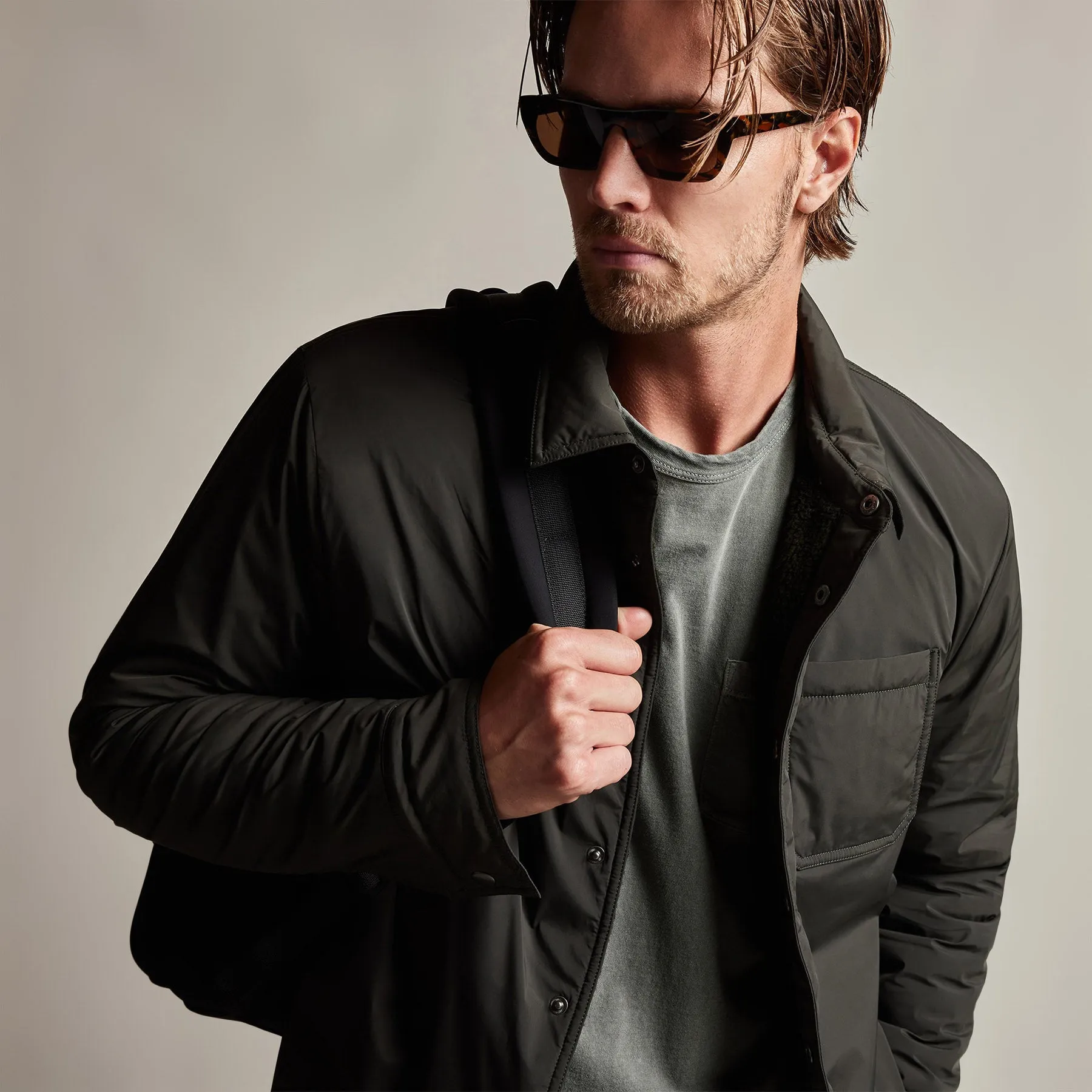 Plaid Lined Performance Jacket - Olive/Olive sold by James Perse product image thumbnail 2