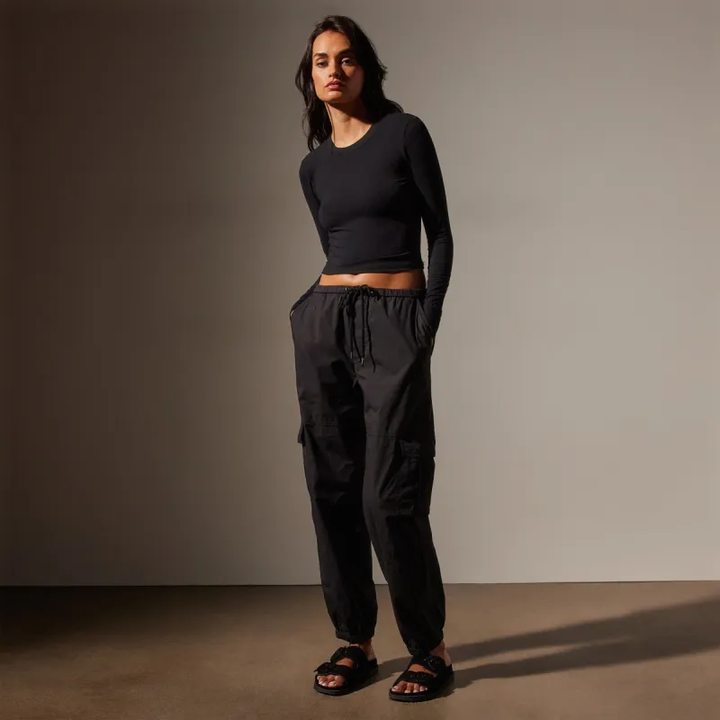 Stretch Poplin Cargo Pant - Black sold by James Perse