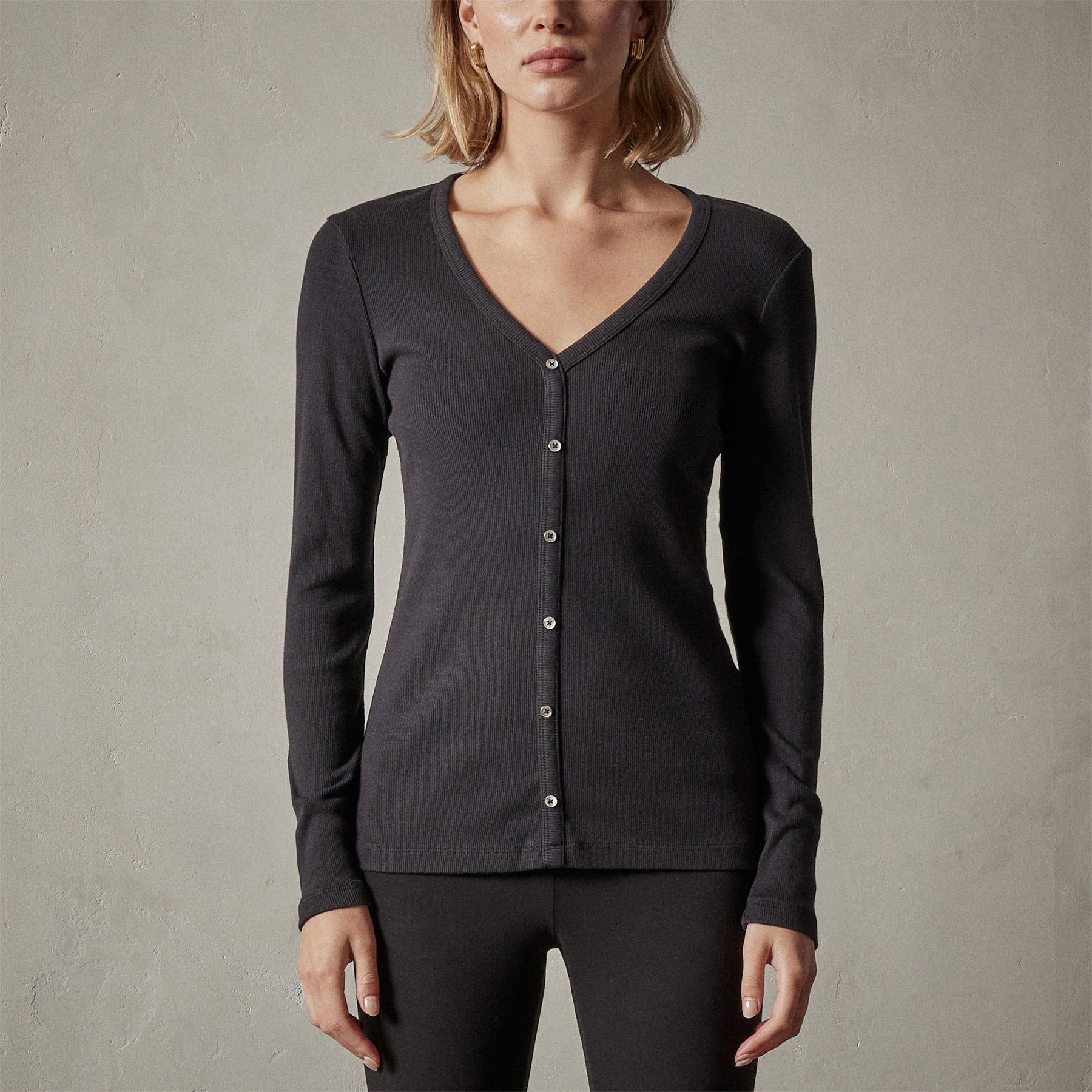 Button Front Top - Black sold by James Perse