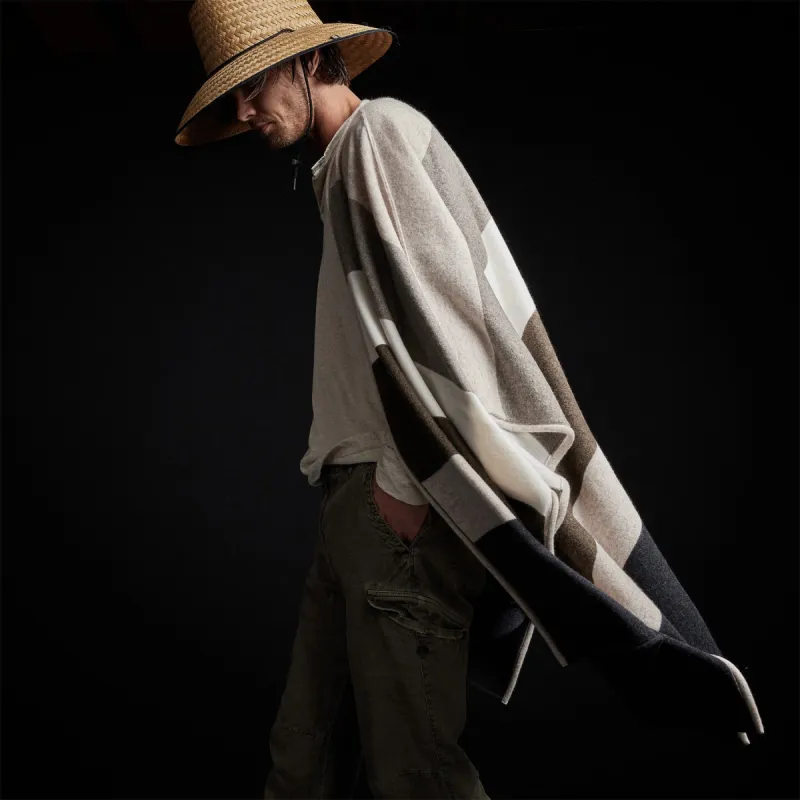 Recycled Cashmere Multi Striped Poncho - Beige Mix sold by James Perse