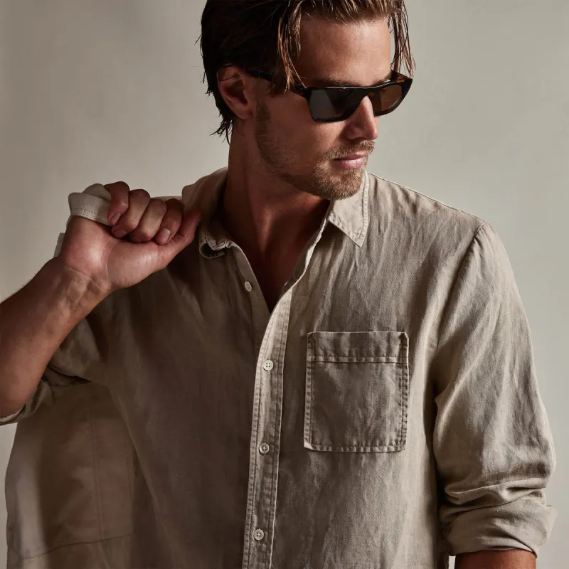 Sierra Cotton Linen Shirt - Toast Pigment sold by James Perse