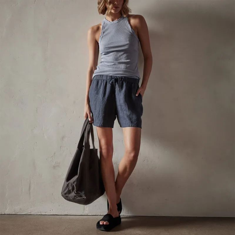 Lightweight Linen Short - Blue Oil sold by James Perse
