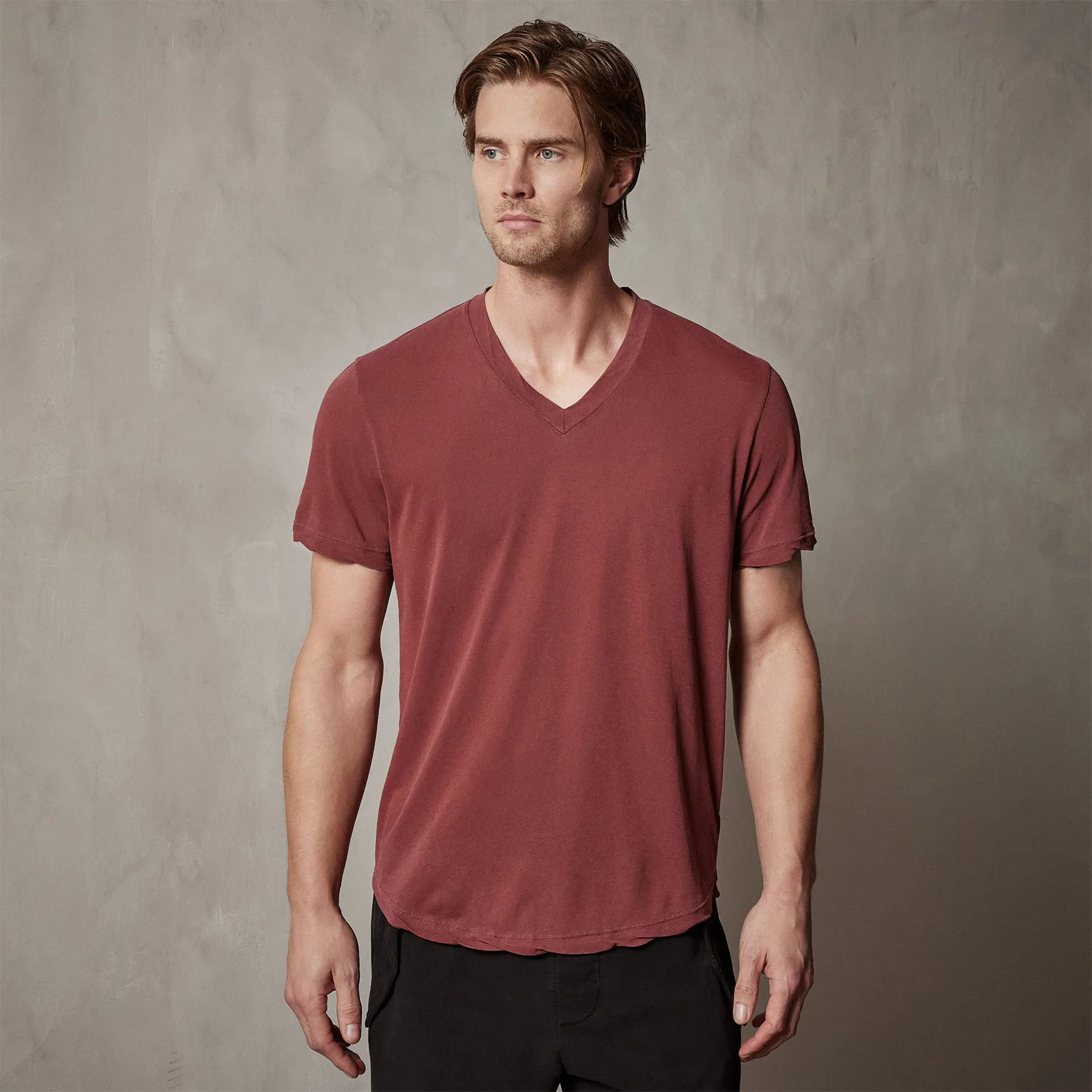 Clear Jersey V Neck - Claret Pigment sold by James Perse product image thumbnail 4