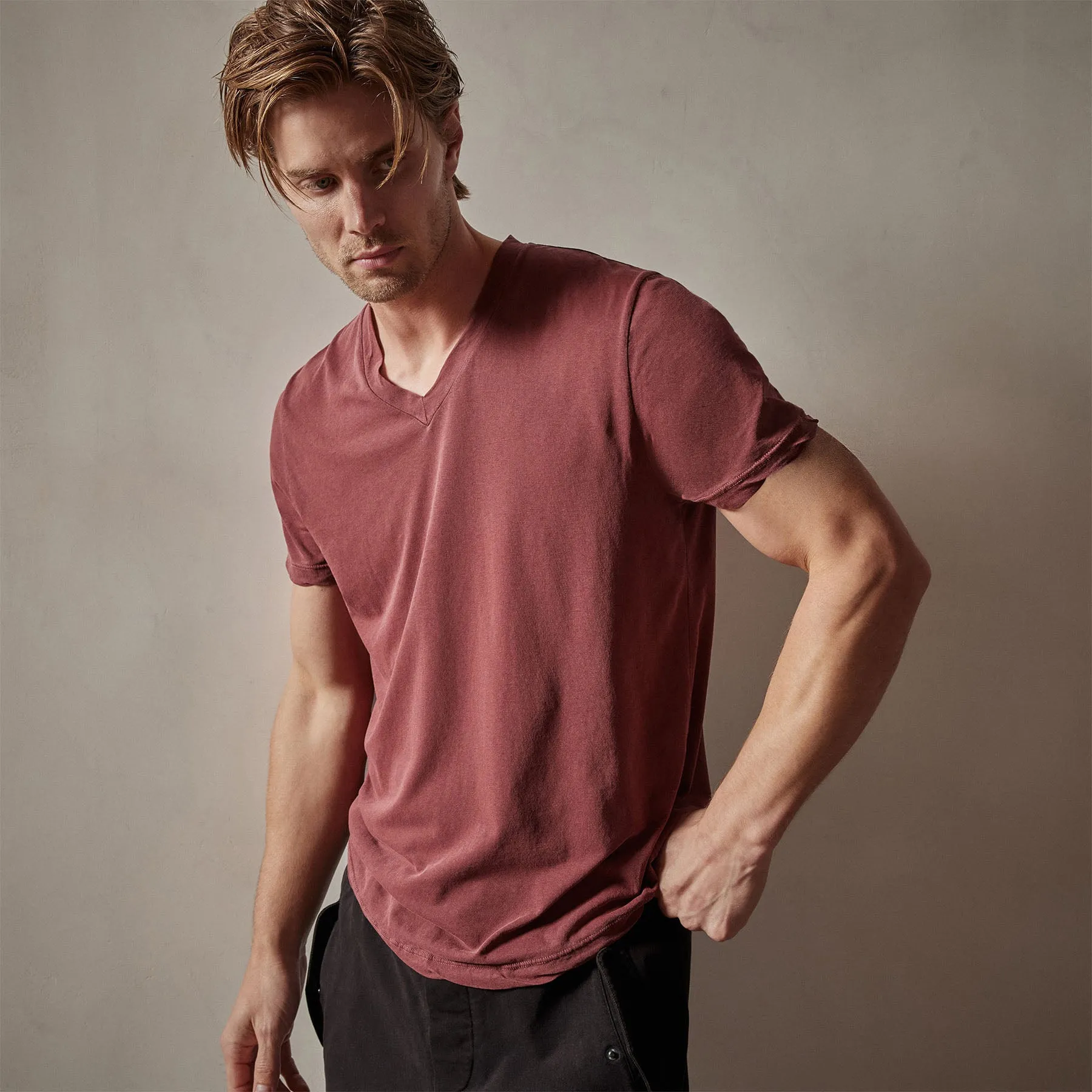Clear Jersey V Neck - Claret Pigment sold by James Perse product image thumbnail 2