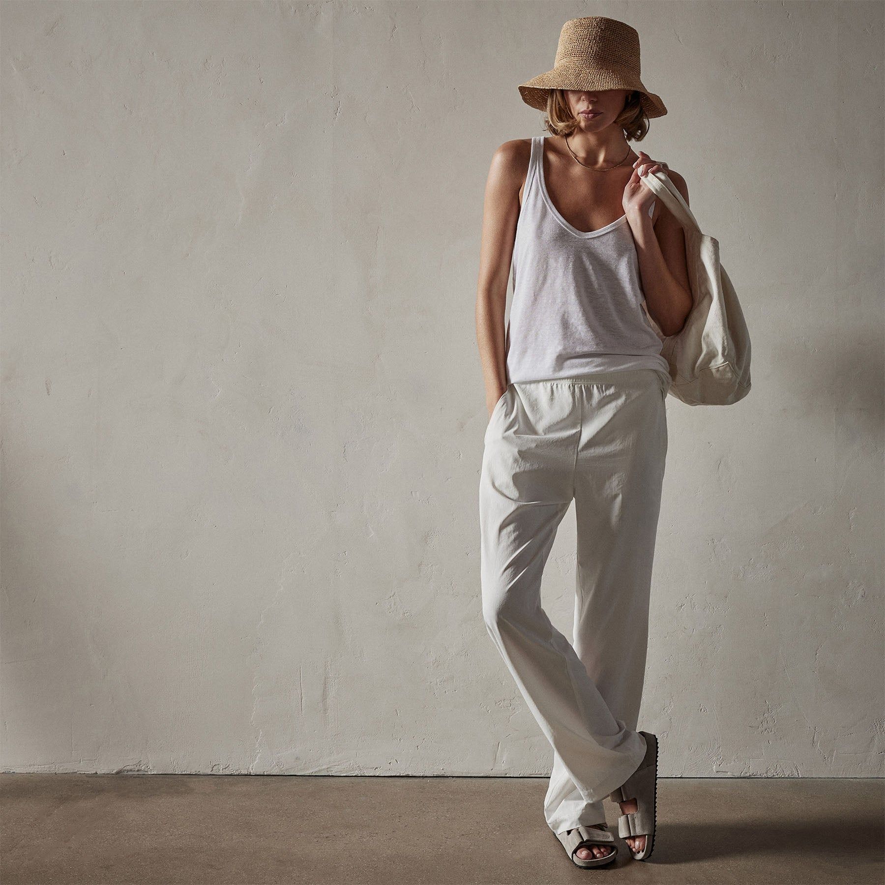 Linen Jersey Tank - White sold by James Perse product image thumbnail 3