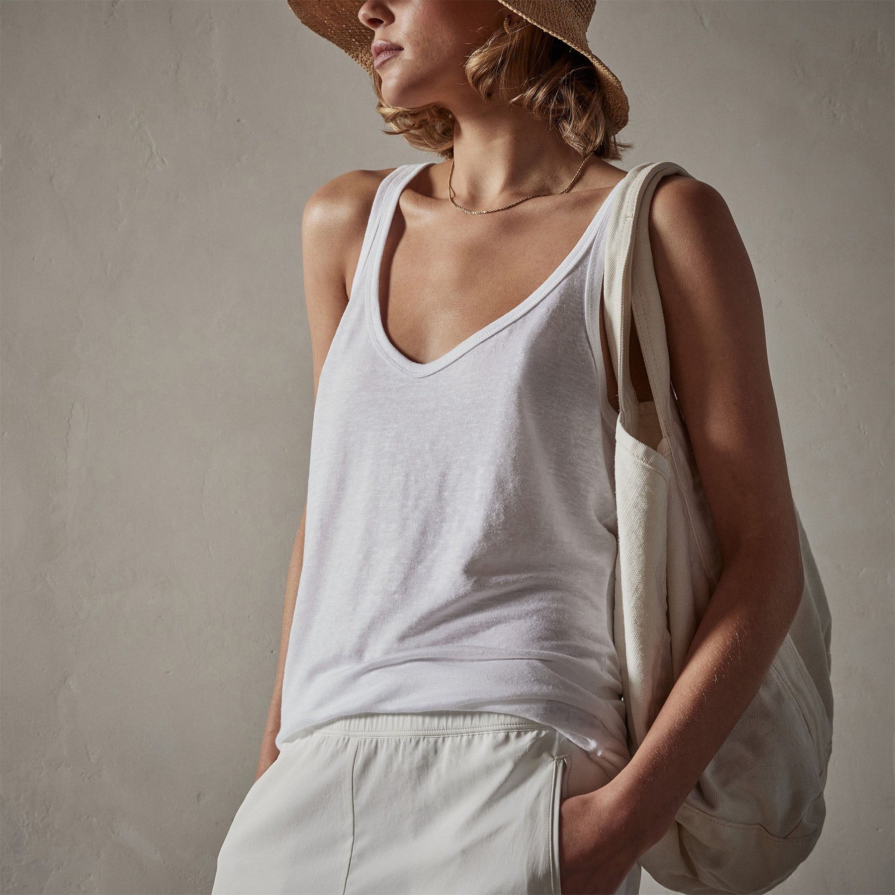 Linen Jersey Tank - White sold by James Perse product image thumbnail 2