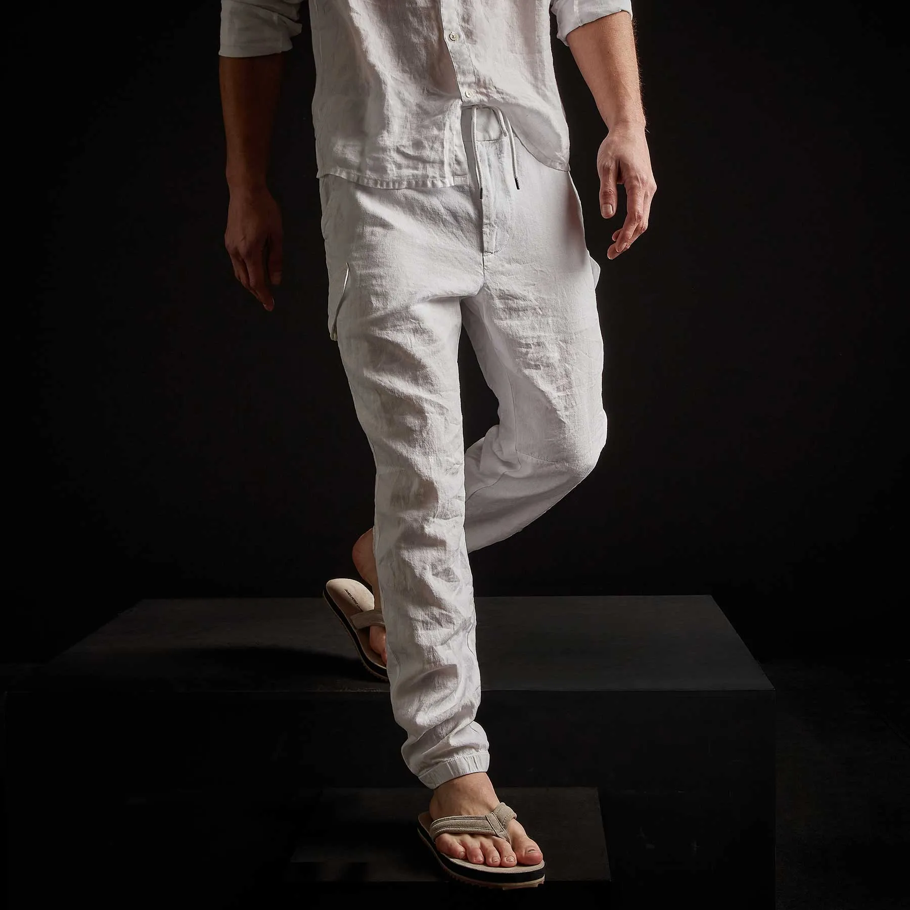 Slub Linen Cargo Pant - White sold by James Perse