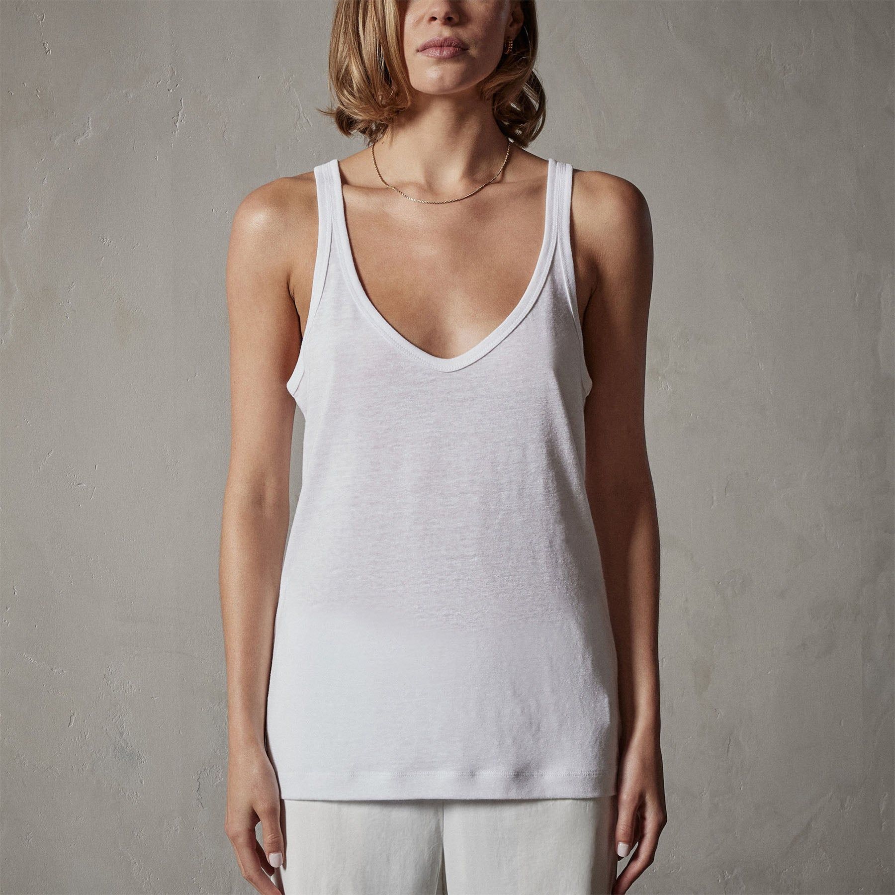 Linen Jersey Tank - White sold by James Perse product image thumbnail 4