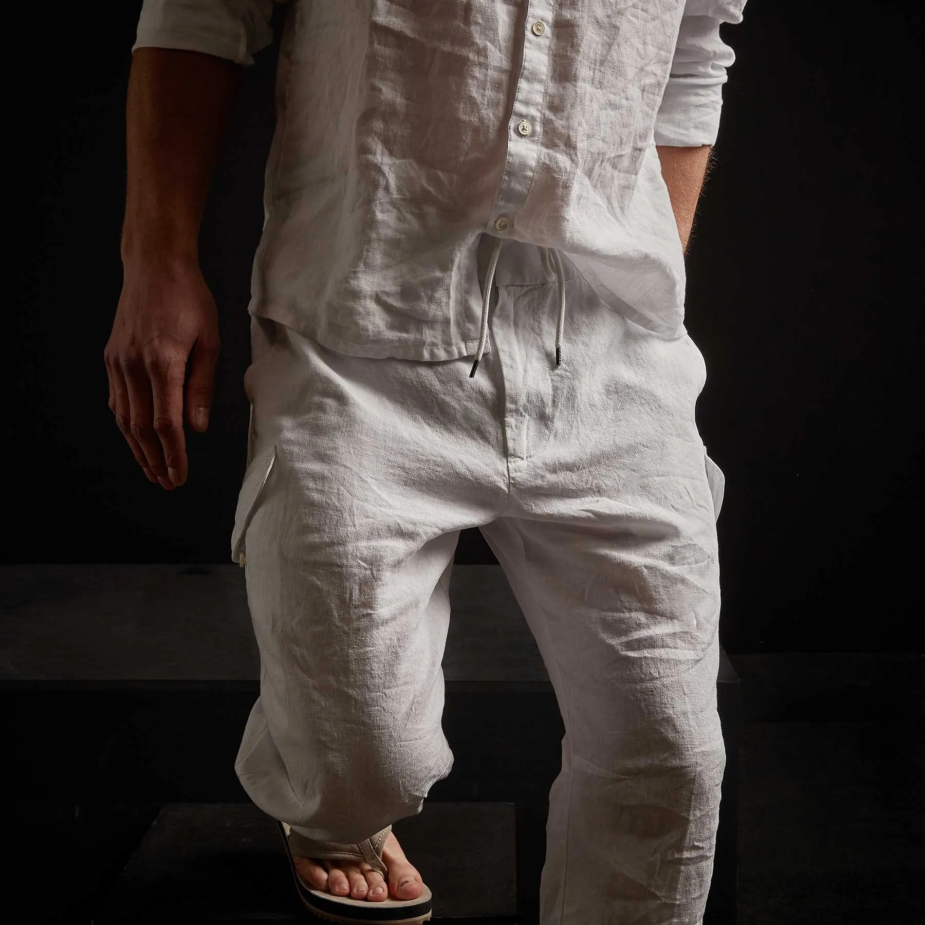 Slub Linen Cargo Pant - White sold by James Perse product image thumbnail 3