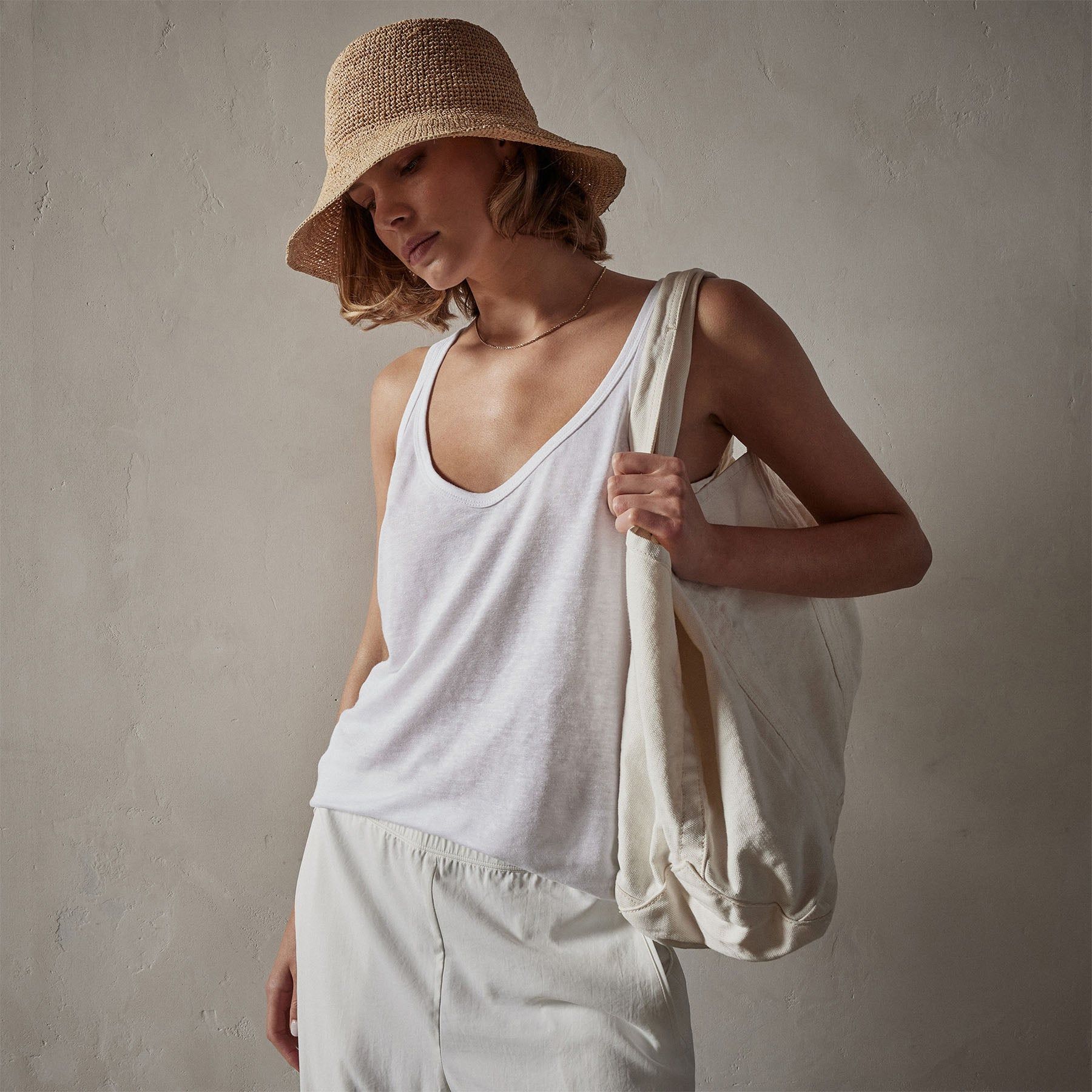 Linen Jersey Tank - White sold by James Perse