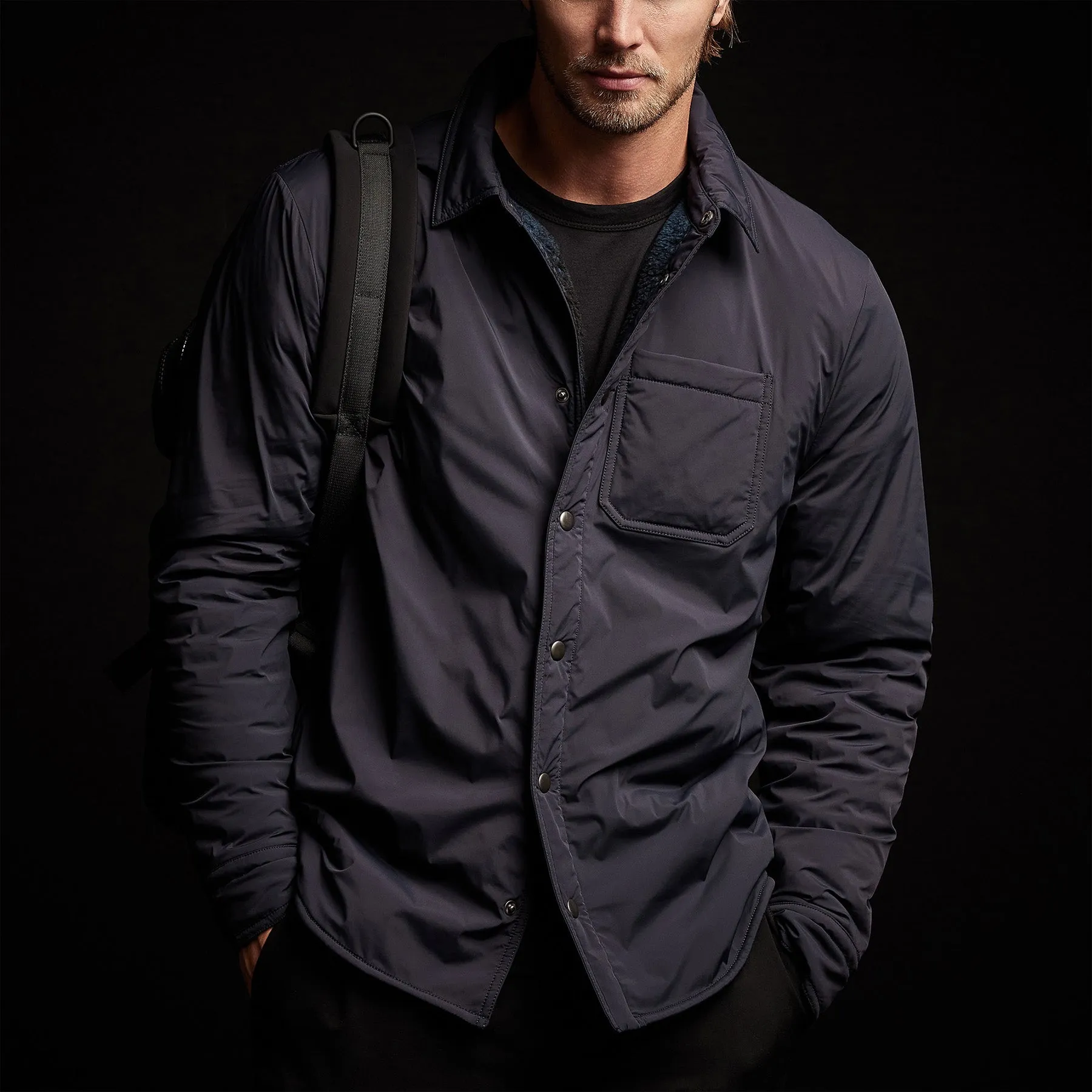 Plaid Lined Performance Jacket - Navy/Cobalt sold by James Perse product image thumbnail 5