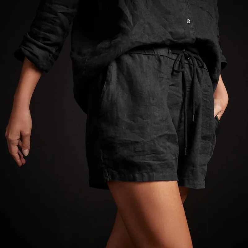 Lightweight Linen Short - Black sold by James Perse