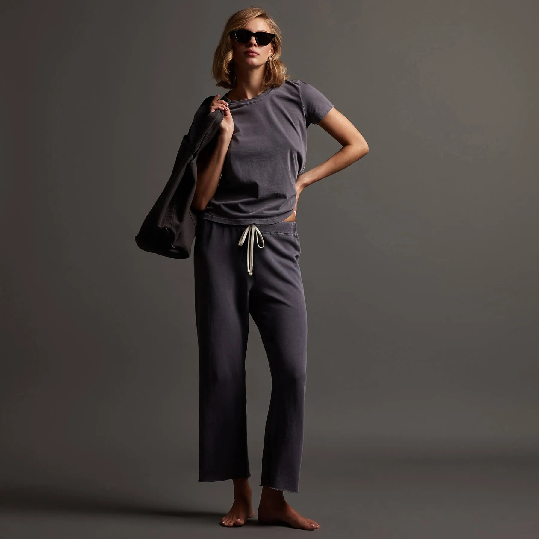 Vintage French Terry Cutoff Sweatpant - Flannel Pigment sold by James Perse