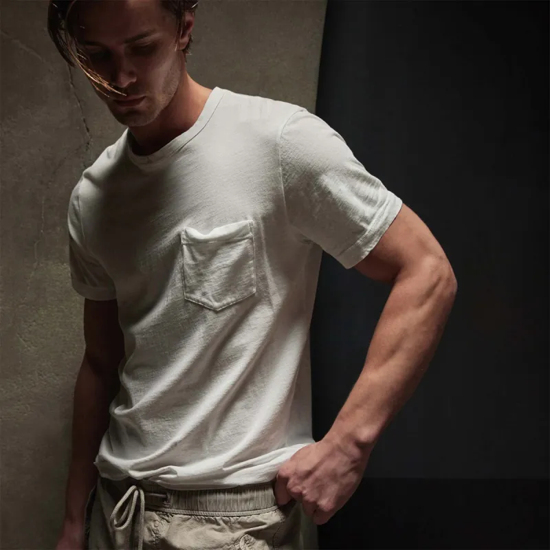 Lightweight Jersey Pocket Tee - White sold by James Perse