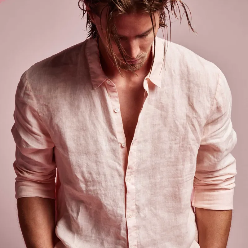 Classic Linen Shirt - Nougat Pigment sold by James Perse