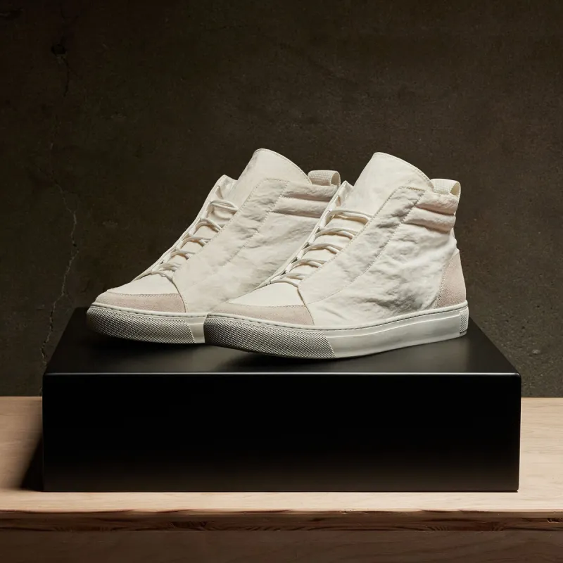 Men's Solstice Skate High Top Sneaker - White/Taupe sold by James Perse
