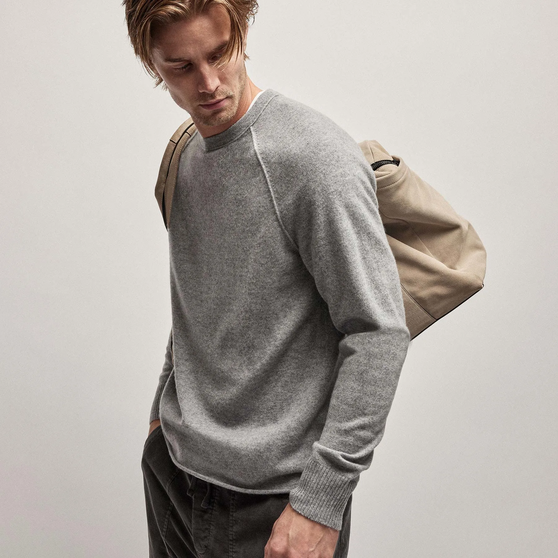 Recycled Cashmere Raglan - Heather Grey sold by James Perse