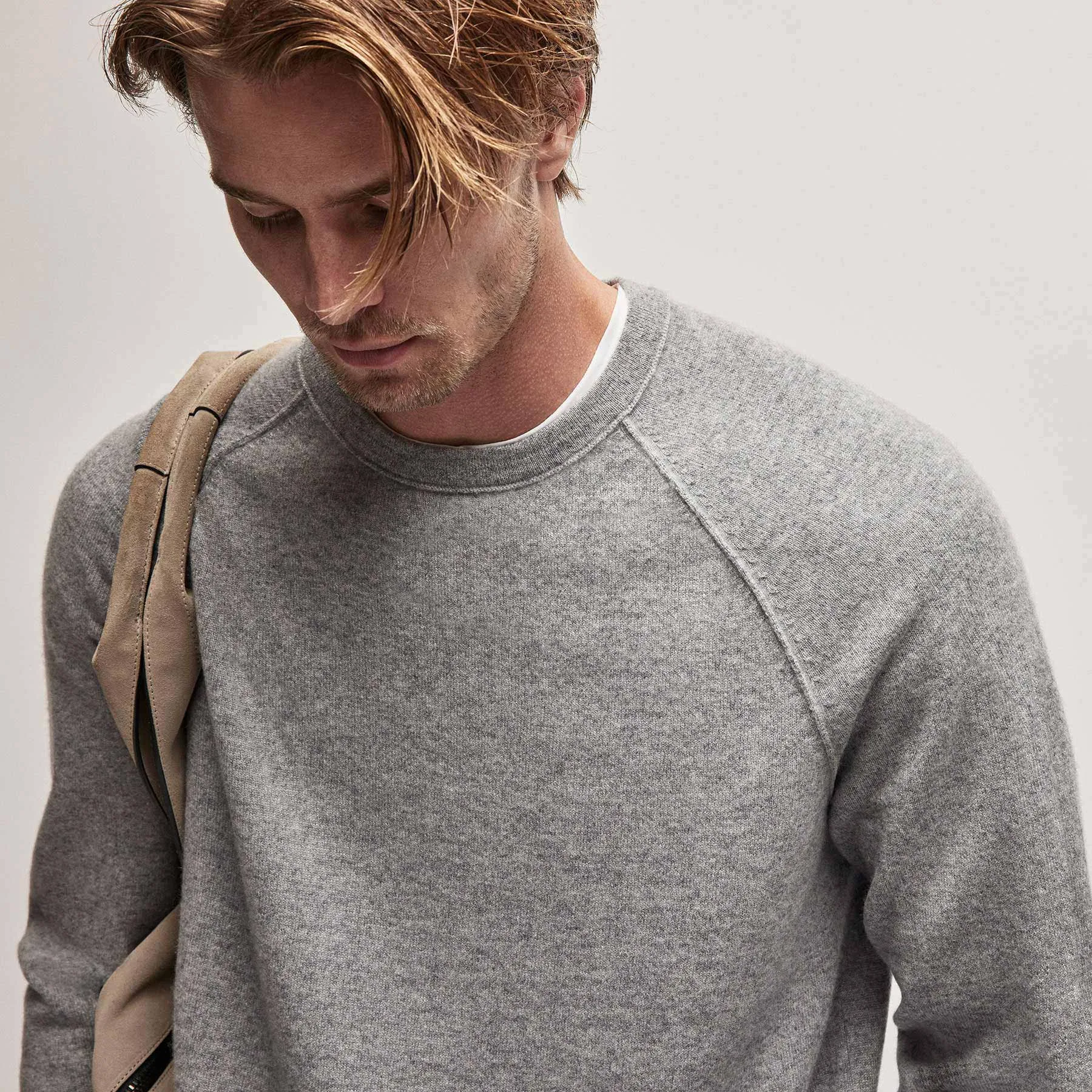 Recycled Cashmere Raglan - Heather Grey sold by James Perse product image thumbnail 4