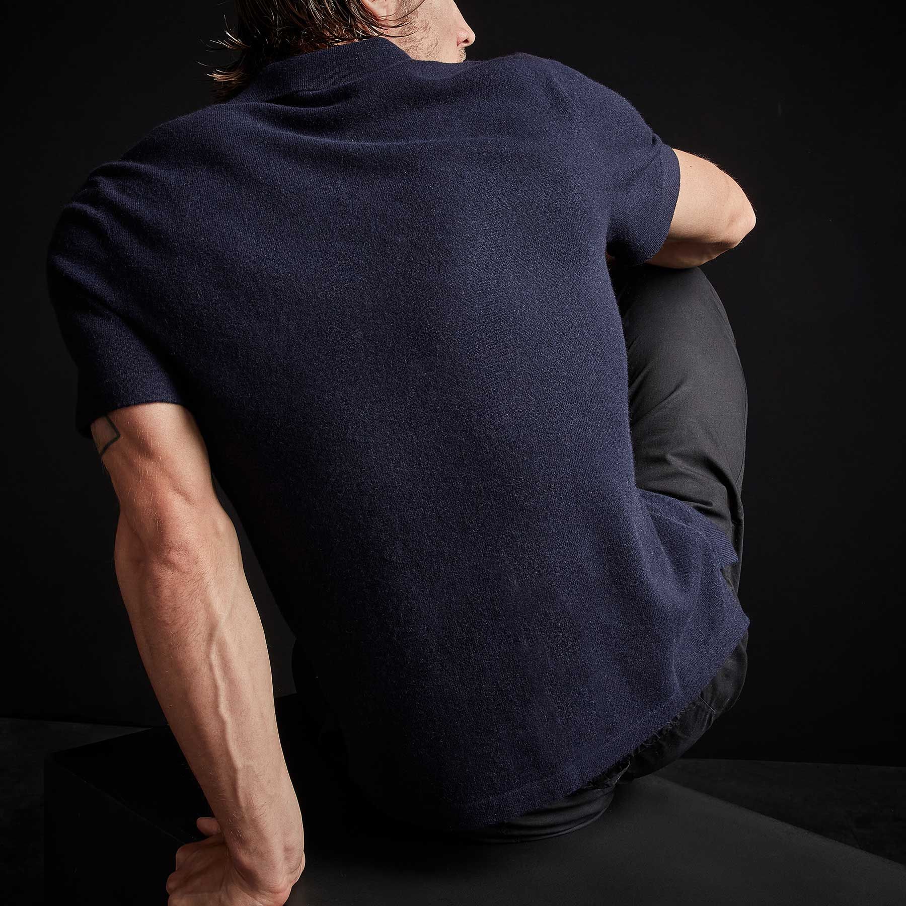 Recycled Cashmere Short Sleeve Polo - Navy Blue sold by James Perse product image thumbnail 4