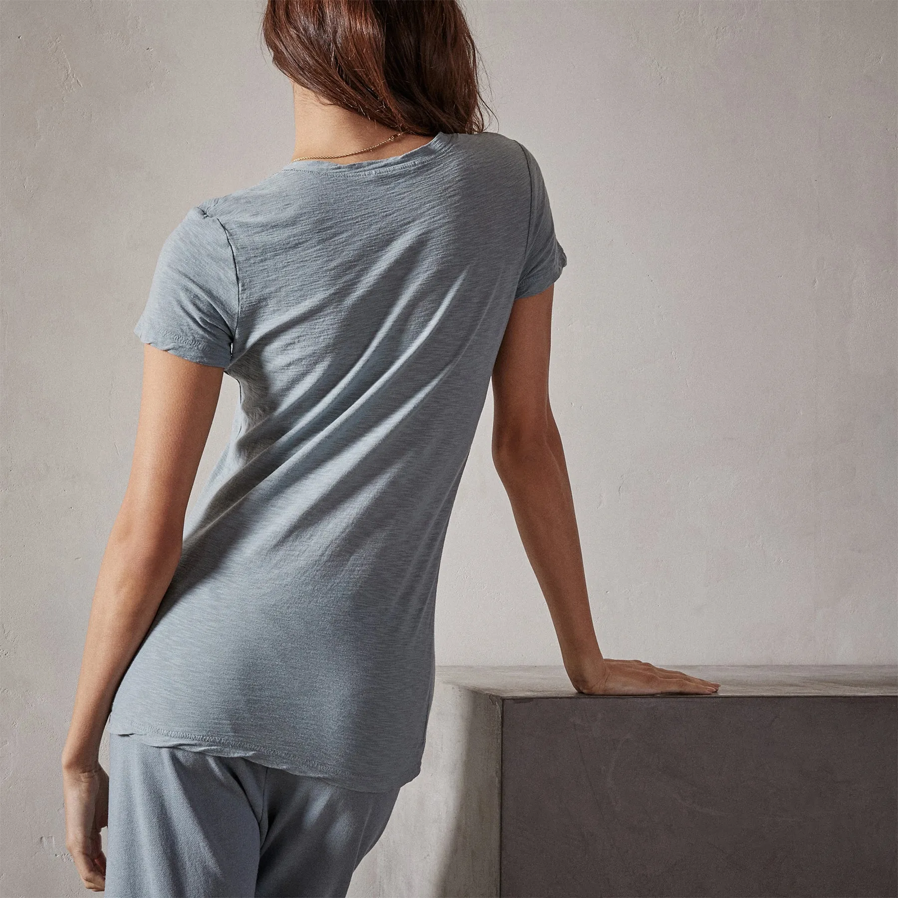 Sheer Slub Casual V Neck - Ocean Mist sold by James Perse product image thumbnail 3