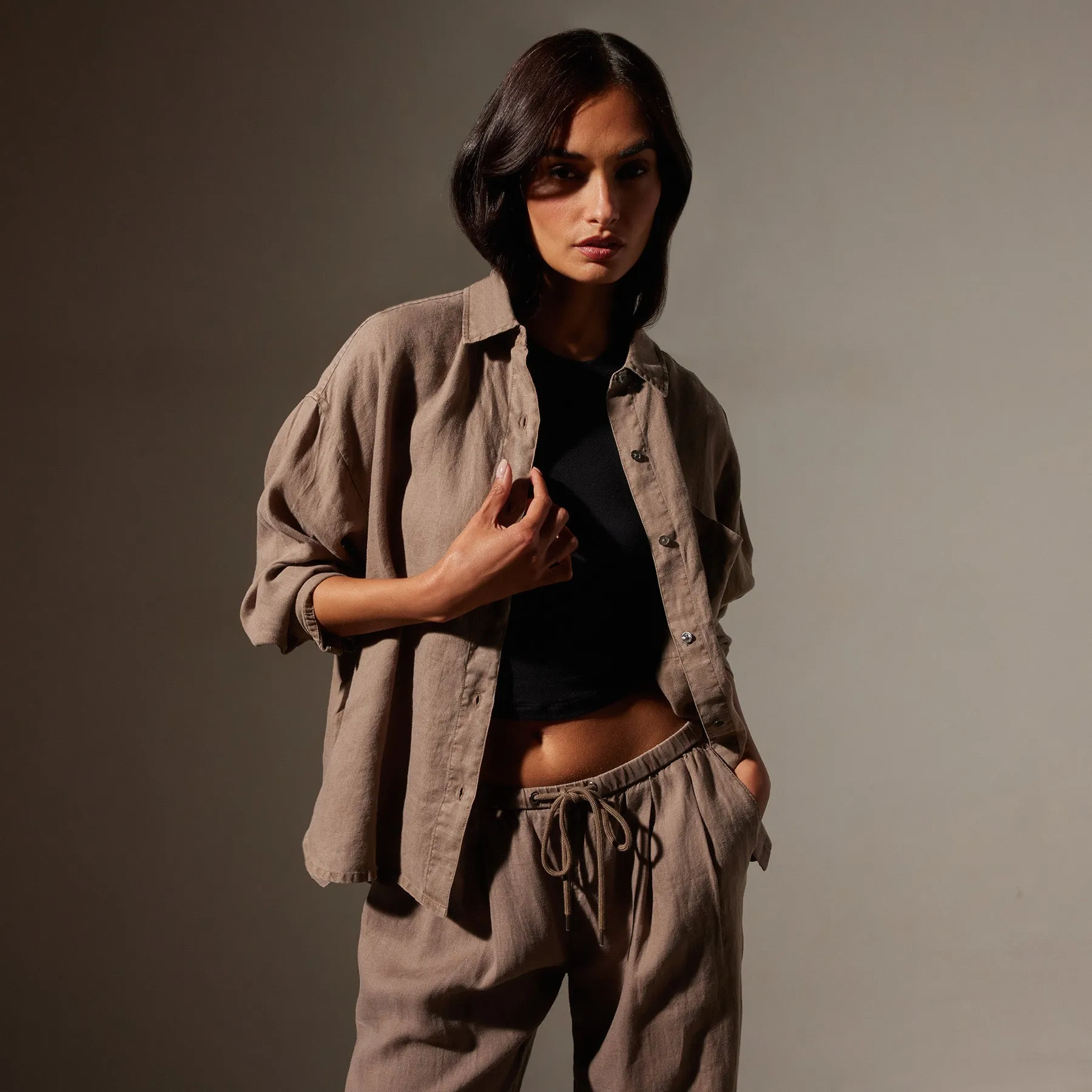 Linen Oversized Shirt - Cargo Pigment sold by James Perse