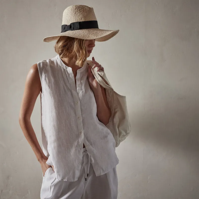 Sleeveless Linen Shirt - White sold by James Perse
