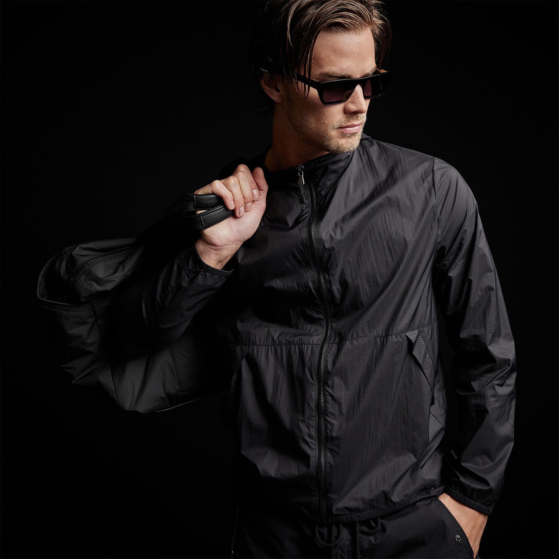 Lightweight Hooded Windbreaker - Black sold by James Perse product image thumbnail 2