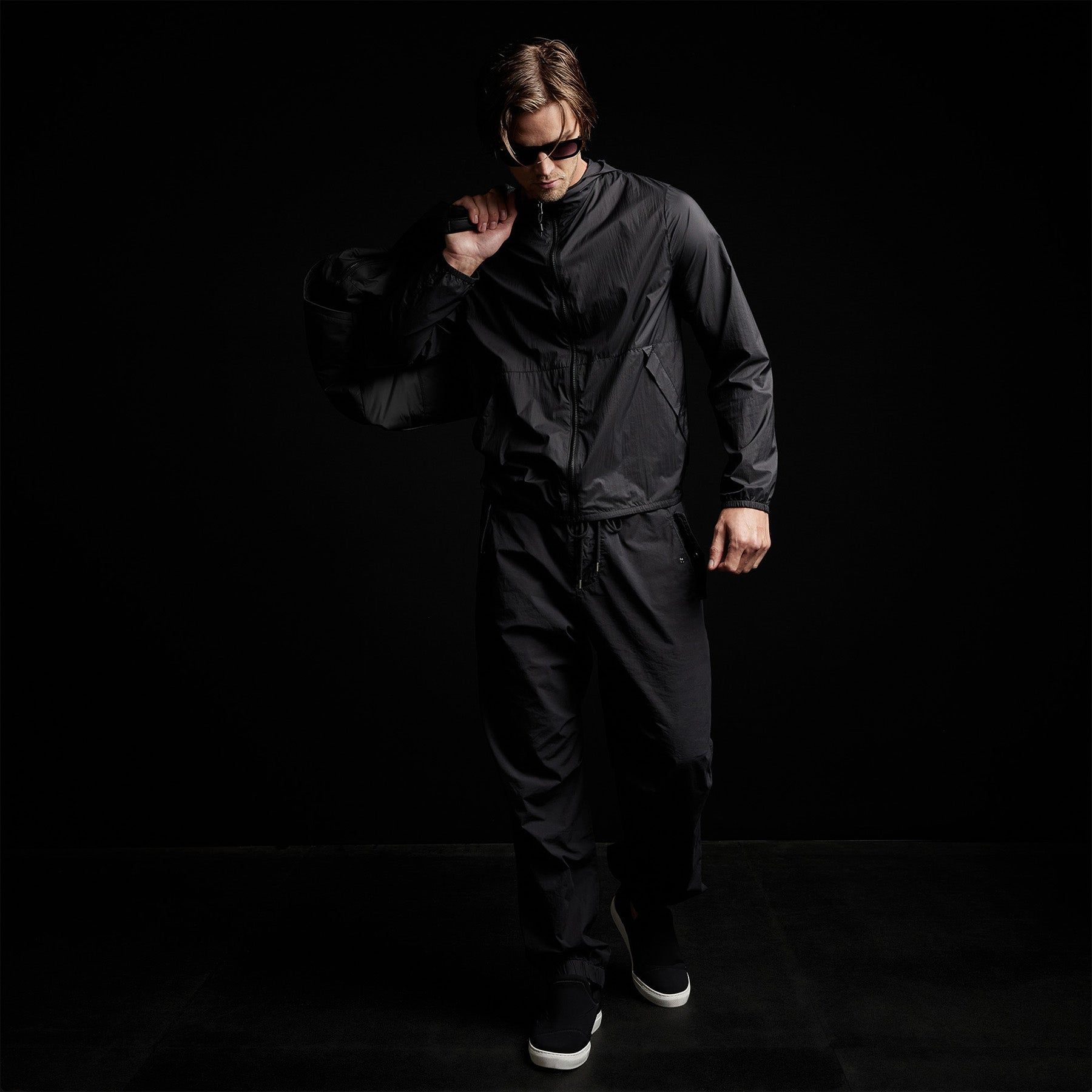 Lightweight Hooded Windbreaker - Black sold by James Perse