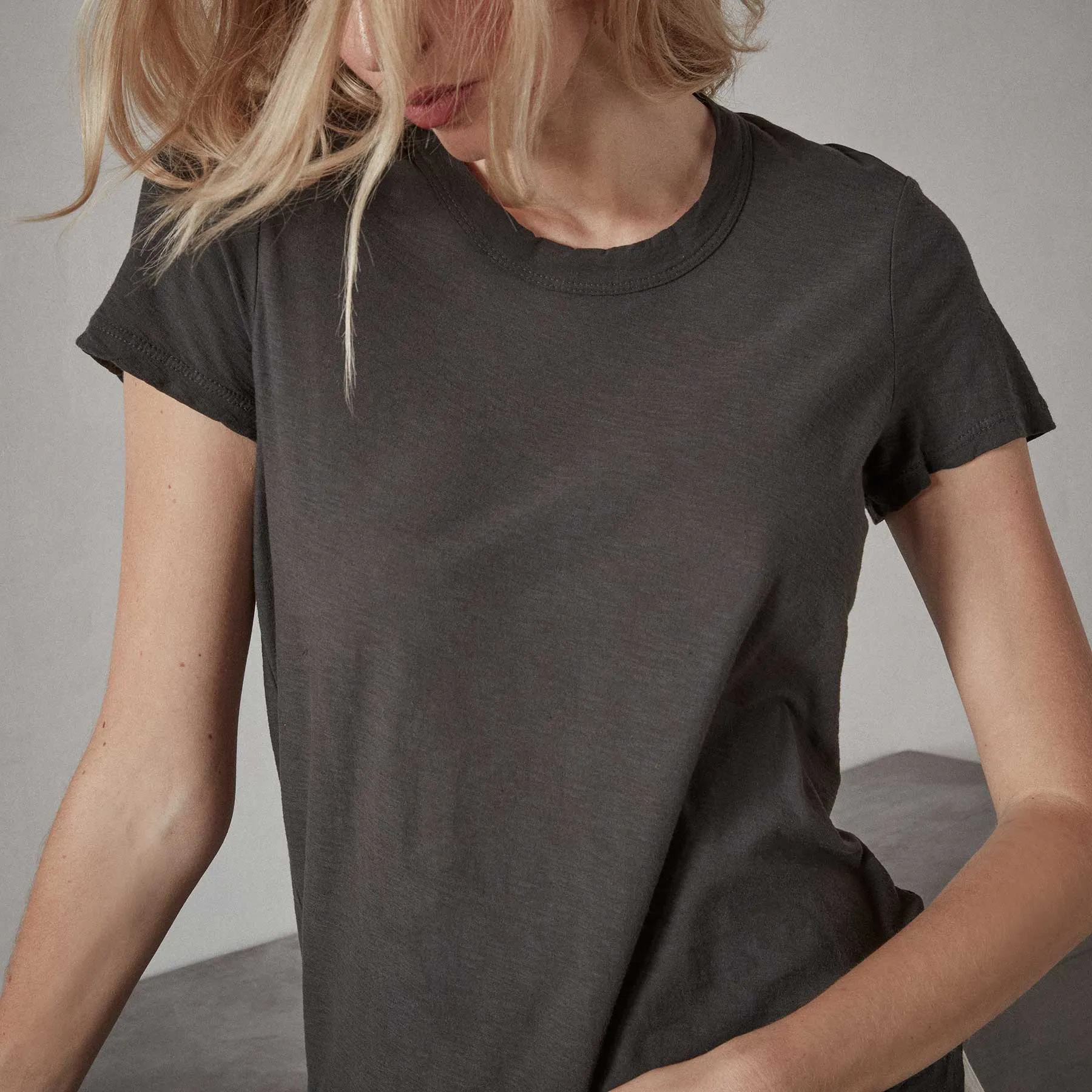 Sheer Slub Crew Neck Tee - Carbon sold by James Perse product image thumbnail 2